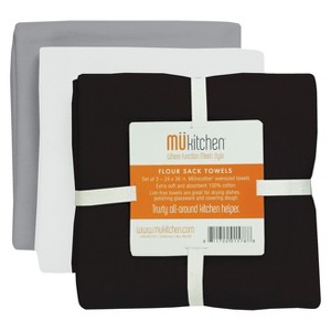 Cotton Solid Color Flour Sack (Set Of 3) Chalkboard - Mu Kitchen, Gray
