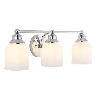 LED Iron/Frosted Glass Farmhouse Cottage Wall Light Chrome - JONATHAN Y