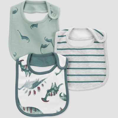 Image of Carter's Just One You®️ Baby Boys' 3pk Dino Bib - Gray/Green