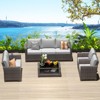 5 PCS Outdoor Patio Furniture,PE Rattan Grey Wicker with Dining Table &Chair,Sectional Chair Set with Washable Cushions - 2 of 4