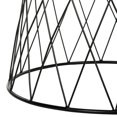 24" Transitional White & Wood Round End Table with Metal Base