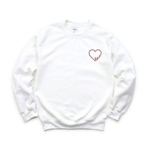 Simply Sage Market Women's Graphic Sweatshirt Embroidered Love Cursive Heart - 1 of 4
