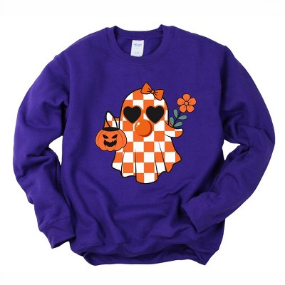Simply Sage Market Women's Graphic Sweatshirt Checkered Girl Ghost