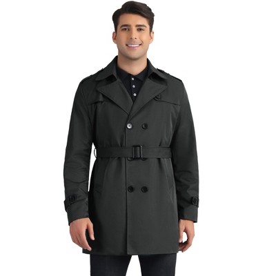 INSPIRE CHIC Men's Business Double Breasted Notched Lapel Winter Trench Coat