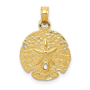 Black Bow Jewelry 14k Yellow Gold 15mm Textured Sand Dollar Pendant - 1 of 4