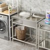 39.4 in. D x 19.7 in. W x 39 in. H Freestanding Laundry/Utility Sink Silver Kitchen Sink with Right Bowl - 2 of 4