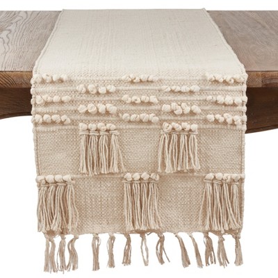 Saro Lifestyle Tassel Moroccan Runner, 16"x72", Ivory