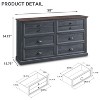 SinCiDo Farmhouse Dresser with 6 Drawer, 58" Wide Vertical Dresser, Drawers Organizer Closet, 2 Different Drawer Sizes for Living Room - 3 of 4