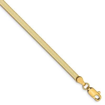 Black Bow Jewelry 3mm, 14k Yellow Gold, Solid Herringbone Chain Bracelet