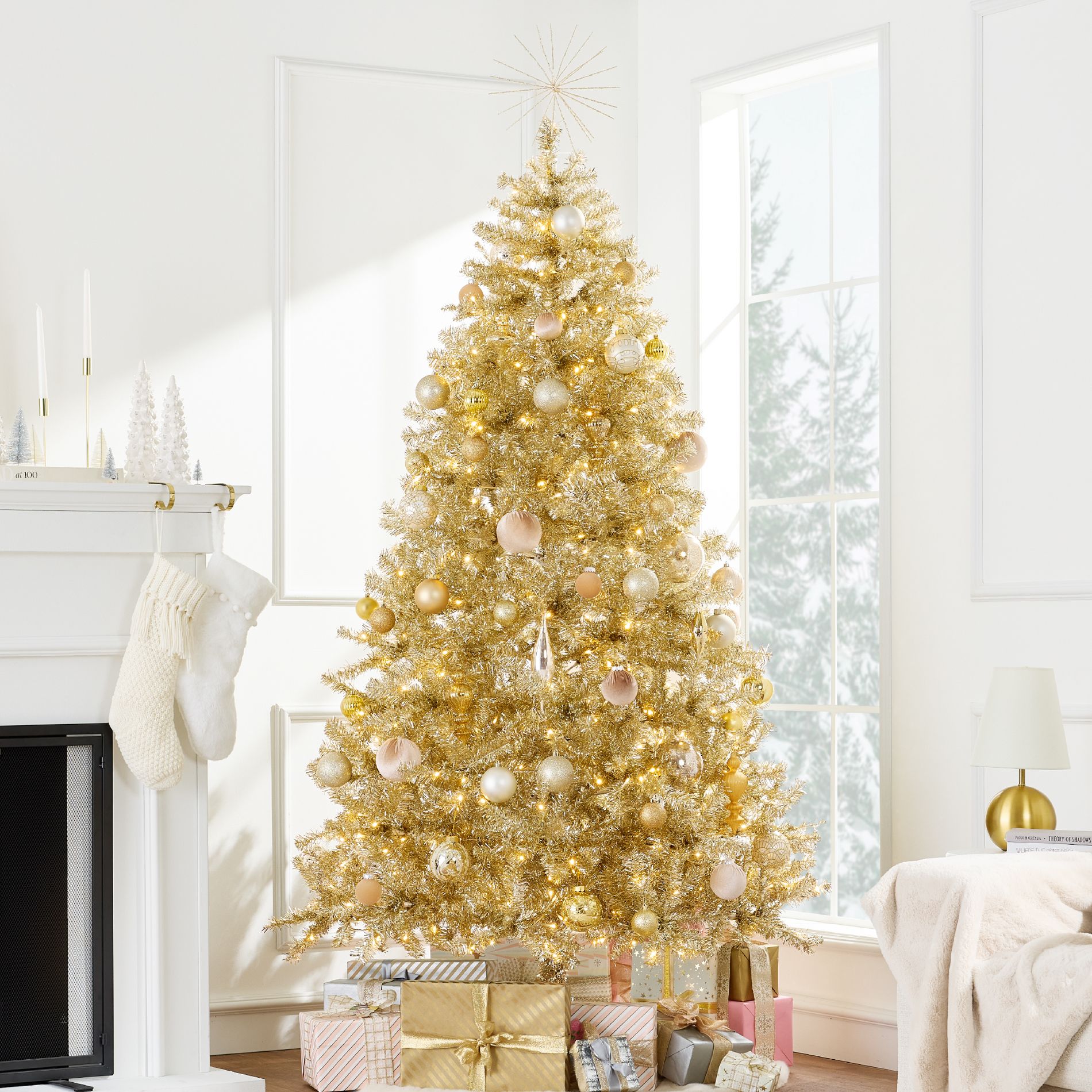 Best Choice Products 6ft Artificial Tinsel Christmas Tree with Viral Twinkling Lights, Pre-Lit Pine, 250 Lights