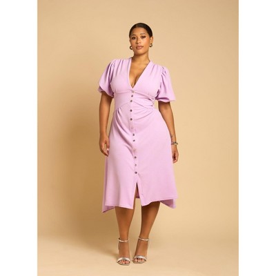 Rebdolls Women's Nila Button Detail Skater Midi Dress