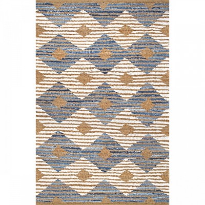 Nuloom Hand Braided Marla Denim And Jute Diamonds Indoor Area Rug