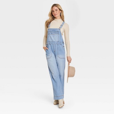 Universal Thread Women's Wide Leg Denim Overalls Full Length Jumpsuits - Picture 5 of 26