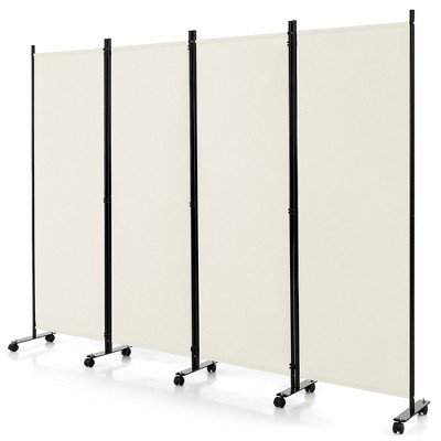 Costway 4-panel Folding Room Divider 6ft Rolling Privacy Screen With ...