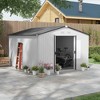 Outsunny 11' x 9' Metal Storage Shed Garden Tool House with Double Sliding Doors, 4 Air Vents for Backyard, Patio - 3 of 4