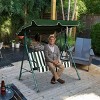 Costway Loveseat Patio Canopy Swing Glider Hammock Cushioned Steel Frame Outdoor Green - 3 of 4