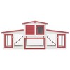 vidaXL Rabbit Hutch with Roofs Bunny Cage Small Animal House Outdoor Wood - Red and White - 3 of 4