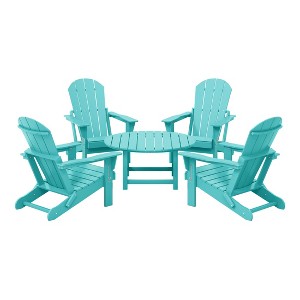 WestinTrends Malibu 5-Piece HDPE Folding Adirondack Chair Outdoor Patio Conversation Set - 1 of 4