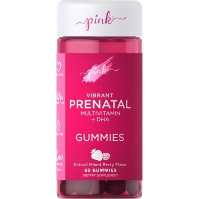 Pink Vibrant Prenatal Multivitamin + DHA Gummies - Natural Berry - 60ct
