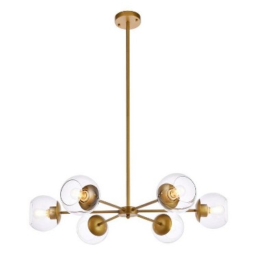 Elegant Lighting Briggs 30 inch pendant in brass with clear shade