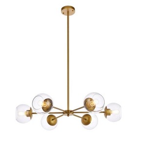 Elegant Lighting Briggs 30 inch pendant in brass with clear shade - 1 of 4