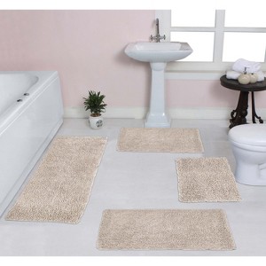 Fantasia Bath Rug Bathroom Rugs Set, Washable Rug, Extra Soft and Absorbent bath Rug, Bath Mat Set, Non-Slip, 4 Pcs Set with Runner, Ivory - 1 of 4