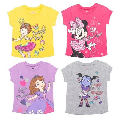 Disney Sofia the First Minnie Mouse Fancy Nancy Girls 4 Pack T-Shirts Toddler