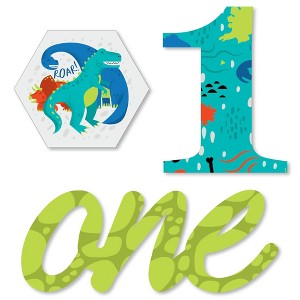 Big Dot of Happiness 1st Birthday Roar Dinosaur - DIY Shaped ONEasaurus Dino First Birthday Party Cut-Outs - 24 Count - 1 of 4
