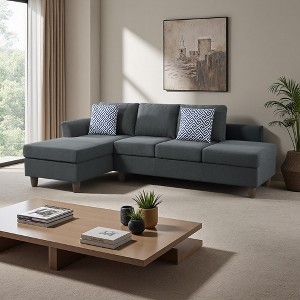 L-Shaped Sectional Sofa with Hidden Storage & Accent Pillows - 1 of 4