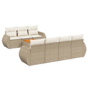 vidaXL Garden Sofa Set Beige PE Rattan Large Modular Outdoor Sofa Set - 1 of 4
