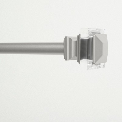 Matte Silver Adjustable Curtain Rod with Acrylic Finials