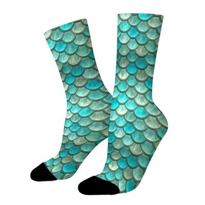 Mermaid Minty Green Women Printed Crew Socks Funny Funky Socks Soft Polyester Novelty Gifts for Artists Men