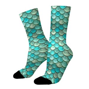 Mermaid Minty Green Women Printed Crew Socks Funny Funky Socks Soft Polyester Novelty Gifts for Artists Men - 1 of 1