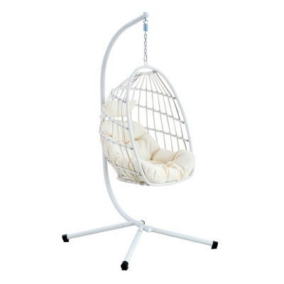 PAGED Swing Chair Outdoor, Heavy-Duty Iron Hanging Chair with Wicker Weave – Single Person Swing for Indoor/Outdoor