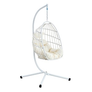 CAVINAS Swing Chair Outdoor, Heavy-Duty Iron Hanging Chair with Wicker Weave – Single Person Swing for Indoor/Outdoor - 1 of 4