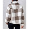 Coolmee Women's Flannels Cropped Shacket Jacket Fashion Plaid Button Down Fall Coat Tops - 4 of 4