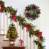 18 Inch Prelit Christmas Wreaths for Front Door with balls, pine cones, and leaves for Fireplace Window Indoor Outdoor Xmas Decorations - 2 of 4