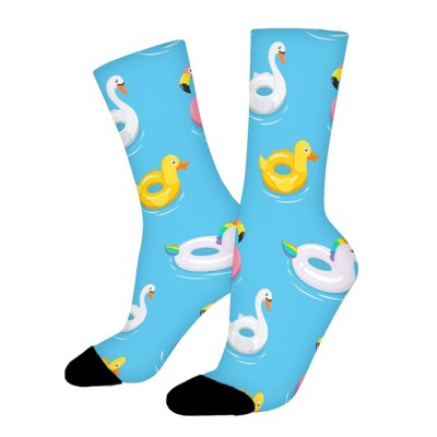 Animal Floats Pattern Women Printed Crew Socks Funny Funky Socks Soft Polyester Novelty Gifts for Artists Men