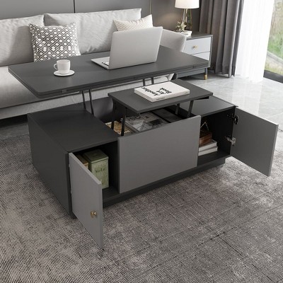 Munora Modern Gray Multi-functional Rectangle Lift-top Coffee Table with Storage