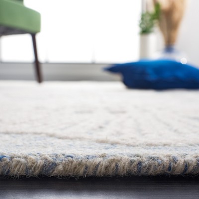 Hand-Tufted Jardin Floral Blue/Ivory Wool Runner Rug, 27"x7"