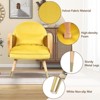Modern Upholstered Dining Chairs with Metal Legs and Rattan Armrests-yellow - 3 of 4