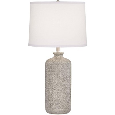 Pacific Coast Lighting Chinon 26" High Modern Coastal Table Lamp French Gray Finish Ceramic Single White Shade Living Room Bedroom Bedside Nightstand