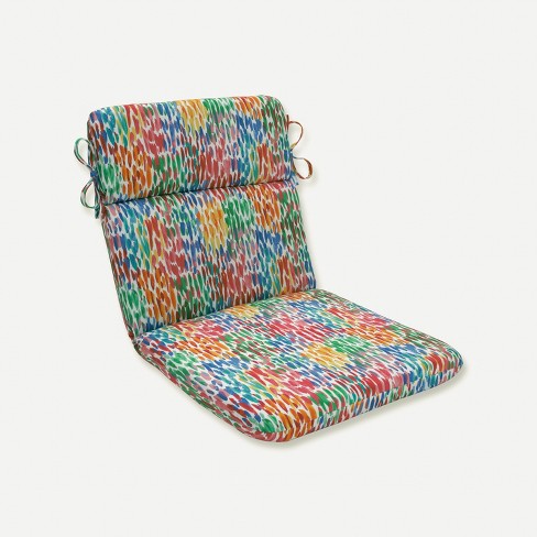 Make It Rain Rounded Corners Outdoor Chair Cushion Zinnia Blue Pillow Perfect Weather Resistant Patio Seat