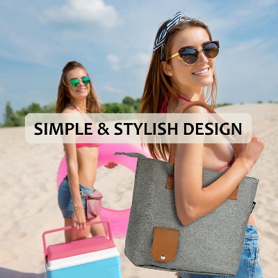 Gray Insulated Wine Tote Bag with Hidden Dispenser