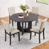 GDFStudio Louis Modern 5 Piece Rubberwood Round Dining Table Set with 4 Upholstered Chairs - 2 of 4