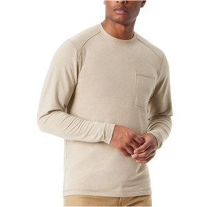 BASS OUTDOOR Mens Raglan Basic T-Shirt, Beige, Small - 1 of 2