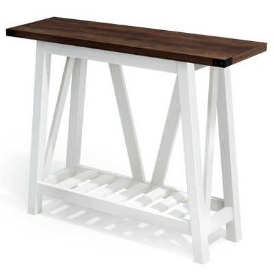 Crestlive Products Farmhouse Console Table for Entryway - Wood Entryway Tables with Shelves, Sofa Table for Entryway, Living Room, Hallway