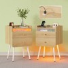 Pinmoco LED Nightstand with Two Drawers, End Table Bedside Table with Charging Station for Bedroom - 3 of 4