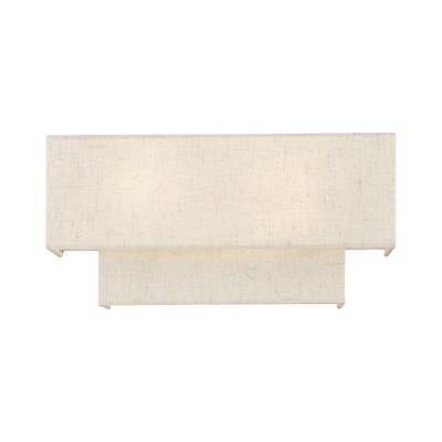 English Bronze Dimmable 2-Light Sconce with Fabric Shade