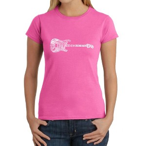 LA Pop Art Women's Word Art T-Shirt - Rock Guitar - 1 of 4